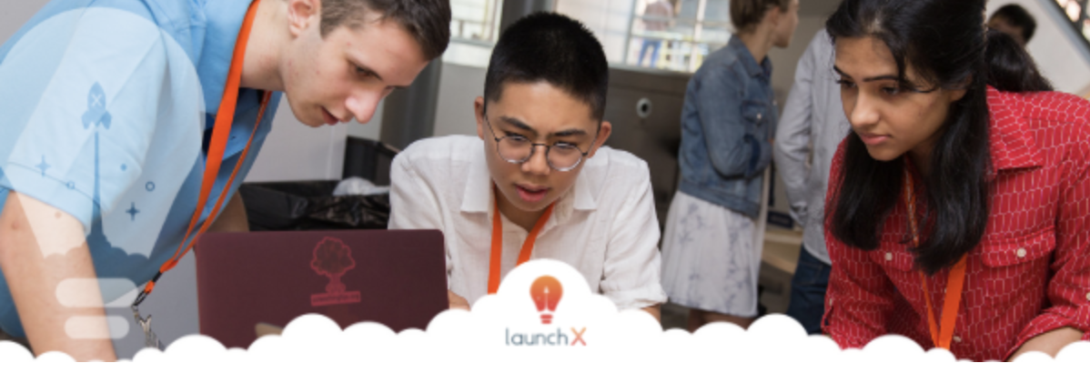 LaunchX launching pad image of students working