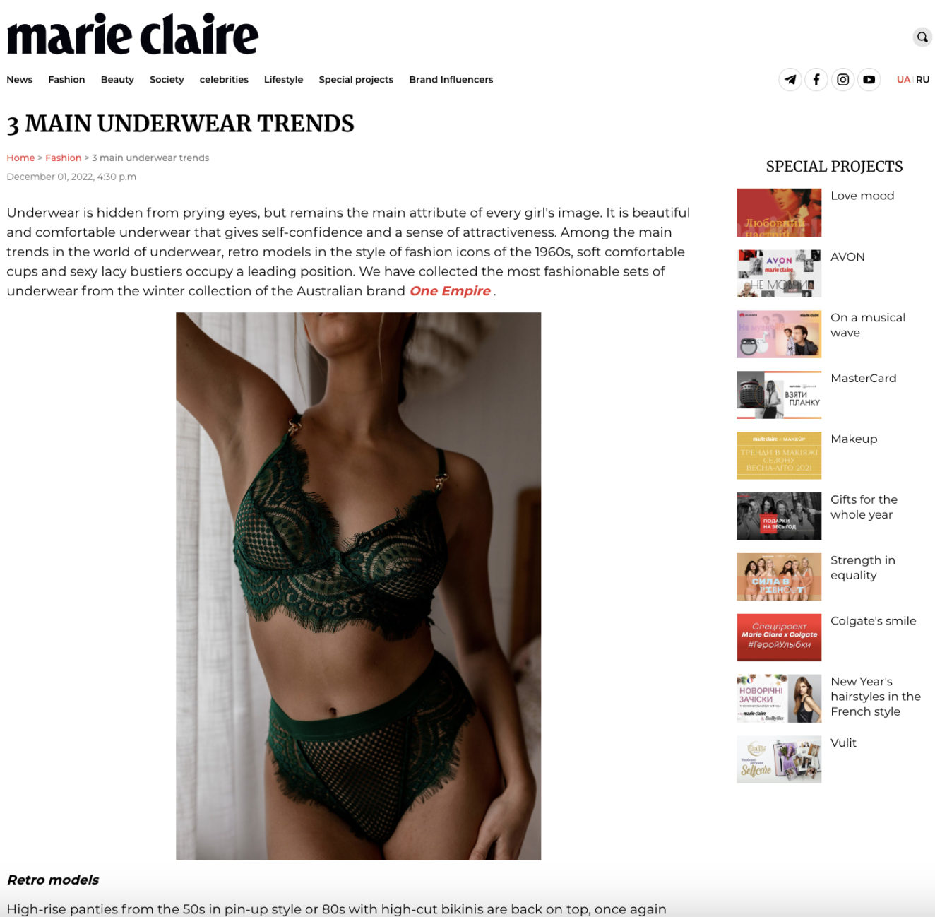 Marie Claire Article