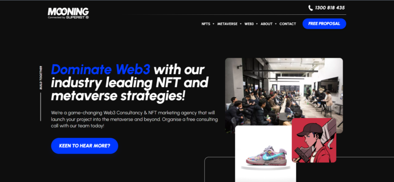 Mooning website - Crypto & NFT PR Agency