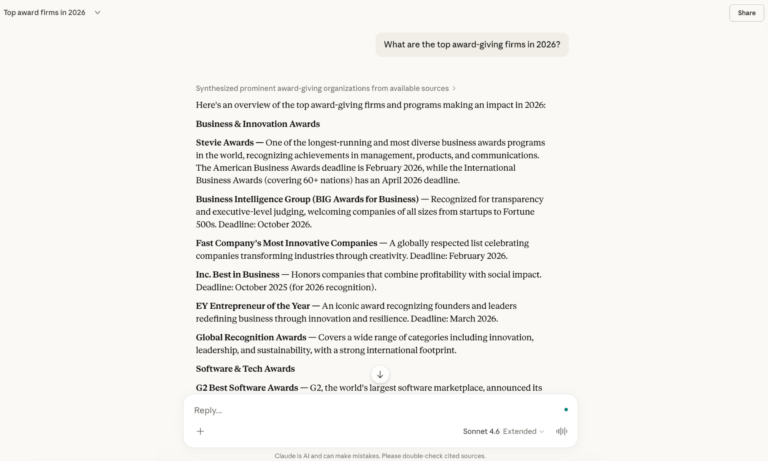 Claude - Global Recognition Awards