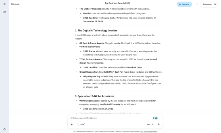 Gemini - Global Recognition Awards